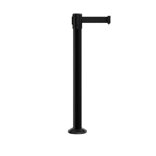 Montour Line Stanchion Belt Barrier Fixed Base Black Post 16ft.Black Belt MX650F-BK-BK-160